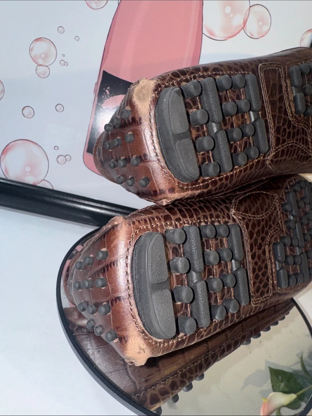 Cole Haan Men’s Brown Croc-Embossed Leather Driving Loafers - Size 11M
